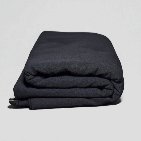 Jet Black Hand-Woven Woolen Khaddar Fabric
