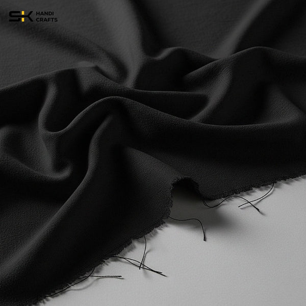 JET BLACK WOOLEN KHADDAR UNSTITCHED KAMEEZ SHALWAR FABRIC